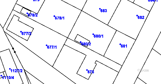 Parcela st. 680/2 v KÚ Zruč, Katastrální mapa