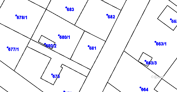Parcela st. 681 v KÚ Zruč, Katastrální mapa