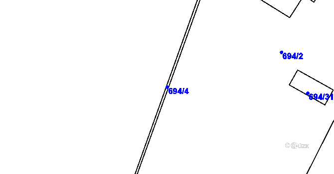 Parcela st. 694/4 v KÚ Zruč, Katastrální mapa