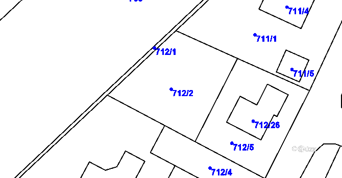 Parcela st. 712/2 v KÚ Zruč, Katastrální mapa