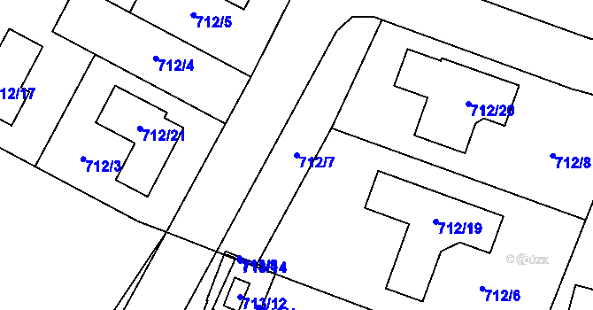 Parcela st. 712/7 v KÚ Zruč, Katastrální mapa
