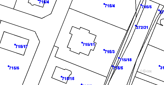 Parcela st. 715/11 v KÚ Zruč, Katastrální mapa