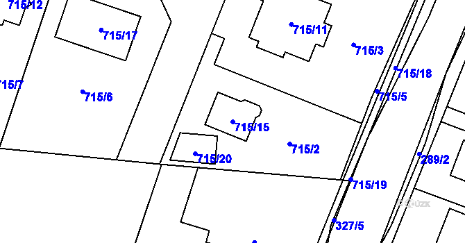 Parcela st. 715/15 v KÚ Zruč, Katastrální mapa