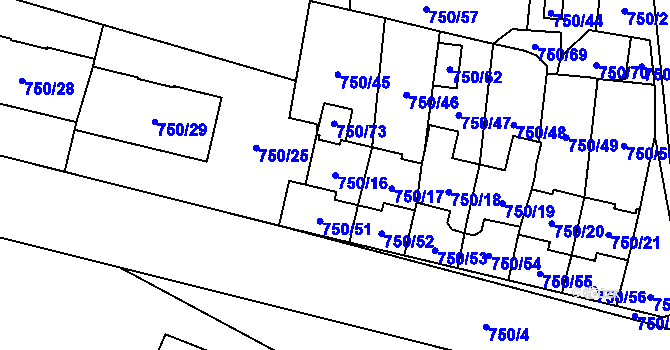 Parcela st. 750/16 v KÚ Zruč, Katastrální mapa