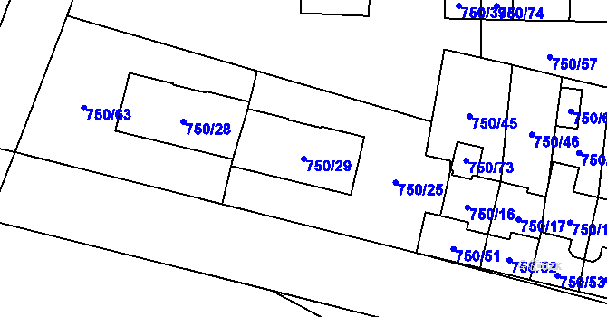 Parcela st. 750/29 v KÚ Zruč, Katastrální mapa