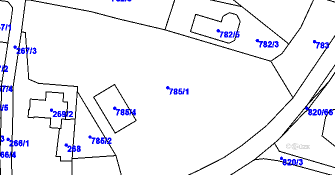 Parcela st. 785/1 v KÚ Zruč, Katastrální mapa