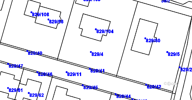 Parcela st. 829/4 v KÚ Zruč, Katastrální mapa