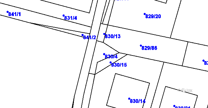 Parcela st. 830/4 v KÚ Zruč, Katastrální mapa