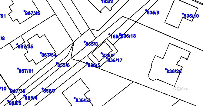 Parcela st. 836/2 v KÚ Zruč, Katastrální mapa