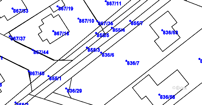 Parcela st. 836/6 v KÚ Zruč, Katastrální mapa
