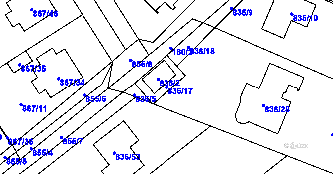 Parcela st. 836/17 v KÚ Zruč, Katastrální mapa