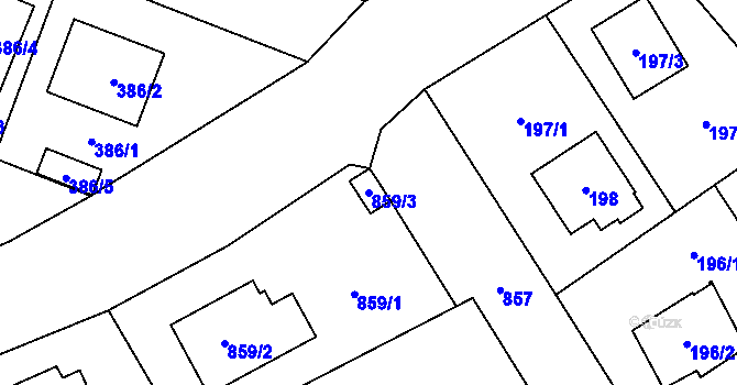 Parcela st. 859/3 v KÚ Zruč, Katastrální mapa
