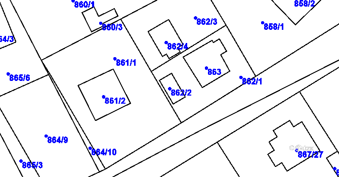 Parcela st. 862/2 v KÚ Zruč, Katastrální mapa