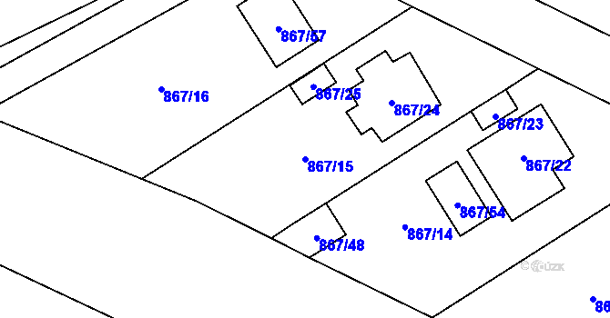 Parcela st. 867/15 v KÚ Zruč, Katastrální mapa