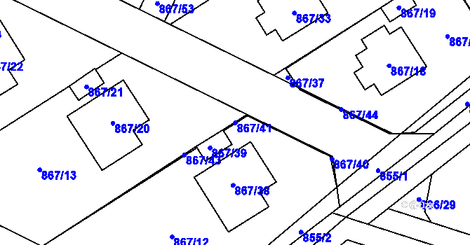 Parcela st. 867/41 v KÚ Zruč, Katastrální mapa