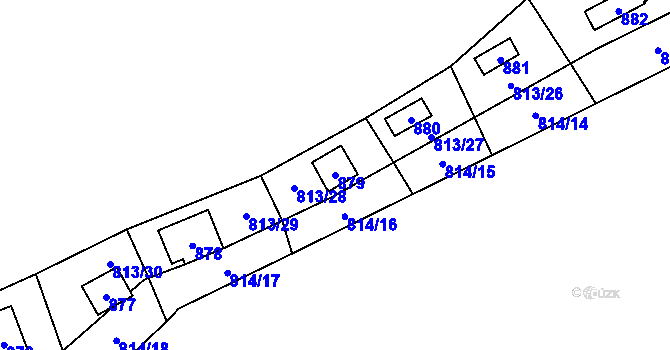 Parcela st. 879 v KÚ Zruč, Katastrální mapa