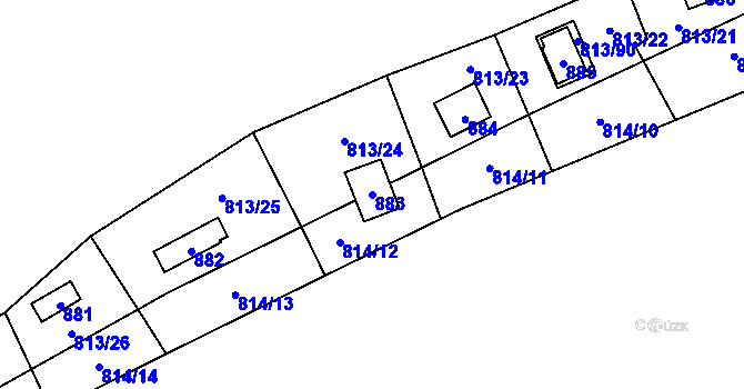 Parcela st. 883 v KÚ Zruč, Katastrální mapa