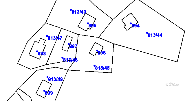 Parcela st. 896 v KÚ Zruč, Katastrální mapa