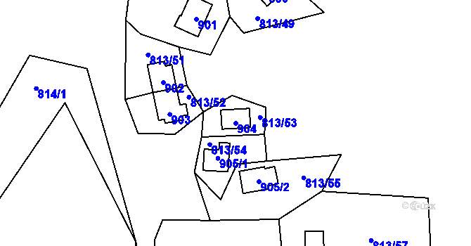 Parcela st. 904 v KÚ Zruč, Katastrální mapa