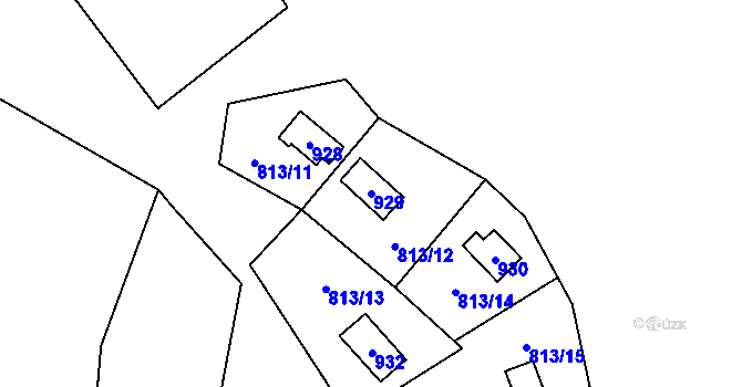 Parcela st. 929 v KÚ Zruč, Katastrální mapa