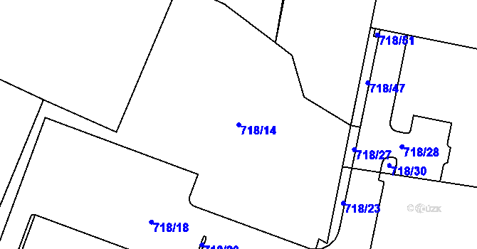 Parcela st. 718/14 v KÚ Zruč, Katastrální mapa