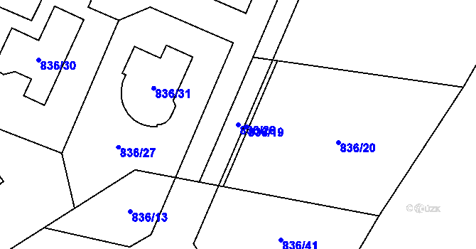 Parcela st. 836/26 v KÚ Zruč, Katastrální mapa