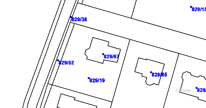 Parcela st. 829/67 v KÚ Zruč, Katastrální mapa