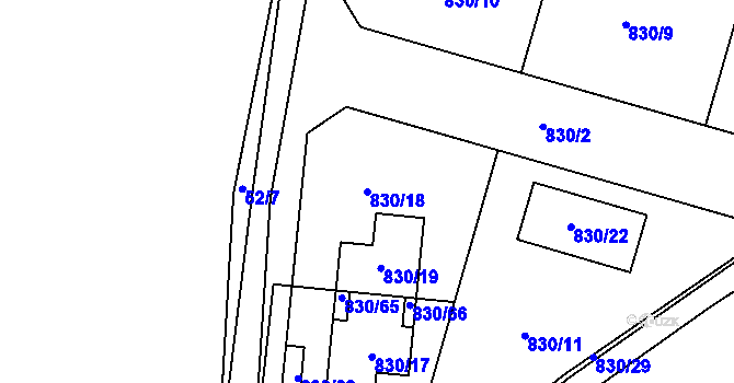 Parcela st. 830/18 v KÚ Zruč, Katastrální mapa