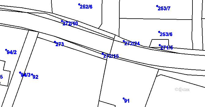 Parcela st. 272/15 v KÚ Zruč, Katastrální mapa