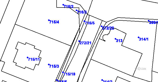 Parcela st. 272/21 v KÚ Zruč, Katastrální mapa