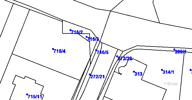 Parcela st. 716/5 v KÚ Zruč, Katastrální mapa