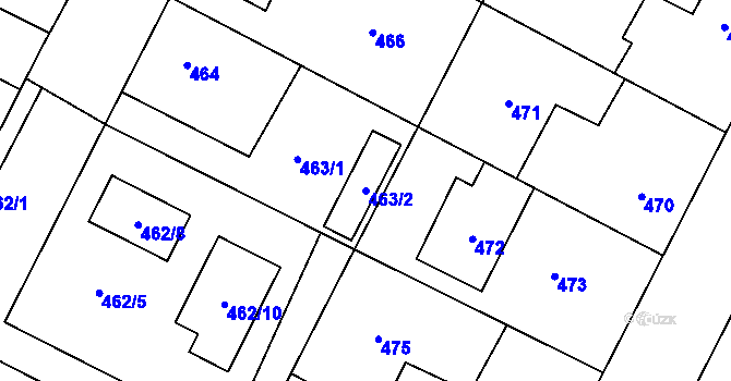 Parcela st. 463/2 v KÚ Zruč, Katastrální mapa