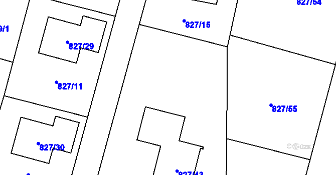 Parcela st. 827/14 v KÚ Zruč, Katastrální mapa