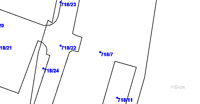 Parcela st. 718/7 v KÚ Zruč, Katastrální mapa