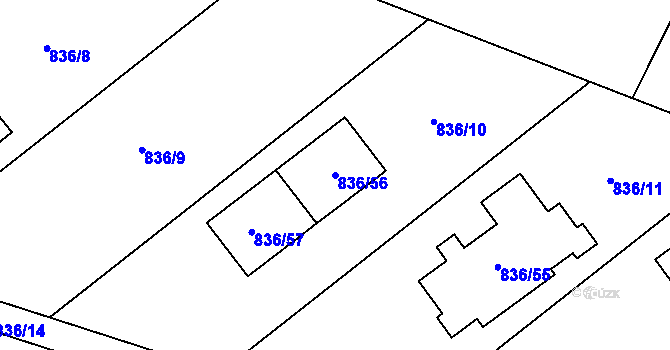 Parcela st. 836/56 v KÚ Zruč, Katastrální mapa