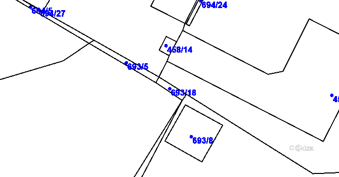 Parcela st. 693/18 v KÚ Zruč, Katastrální mapa