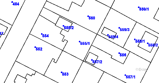 Parcela st. 555/1 v KÚ Zruč, Katastrální mapa