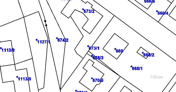 Parcela st. 673/1 v KÚ Zruč, Katastrální mapa