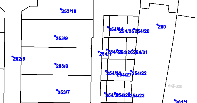 Parcela st. 254/1 v KÚ Zruč, Katastrální mapa