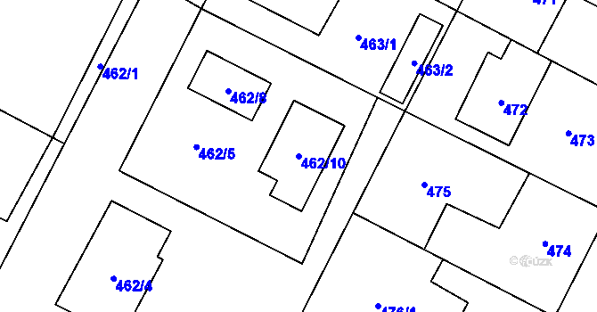 Parcela st. 462/10 v KÚ Zruč, Katastrální mapa