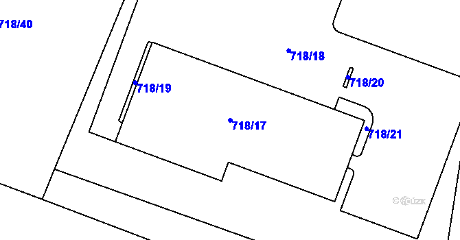 Parcela st. 718/17 v KÚ Zruč, Katastrální mapa