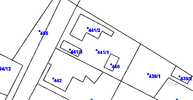 Parcela st. 441/1 v KÚ Zruč, Katastrální mapa