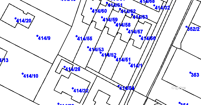 Parcela st. 414/52 v KÚ Zruč, Katastrální mapa