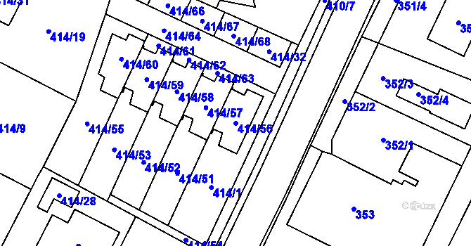 Parcela st. 414/56 v KÚ Zruč, Katastrální mapa