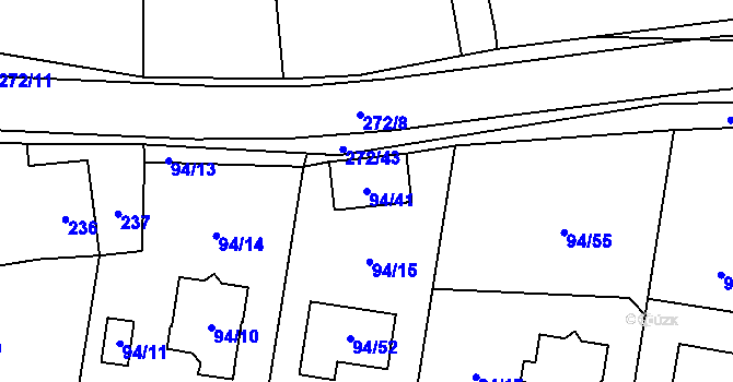 Parcela st. 94/41 v KÚ Zruč, Katastrální mapa