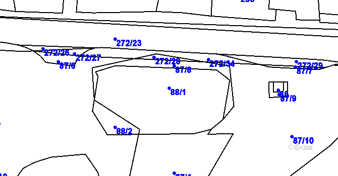 Parcela st. 88/1 v KÚ Zruč, Katastrální mapa