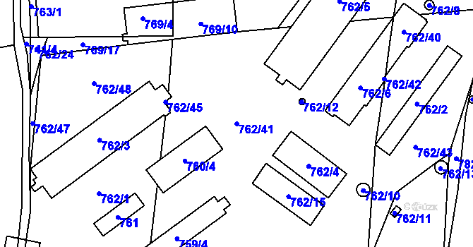 Parcela st. 762/41 v KÚ Zruč, Katastrální mapa