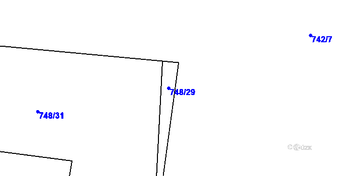 Parcela st. 748/29 v KÚ Zruč, Katastrální mapa