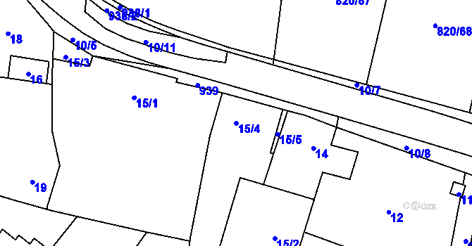 Parcela st. 15/4 v KÚ Zruč, Katastrální mapa