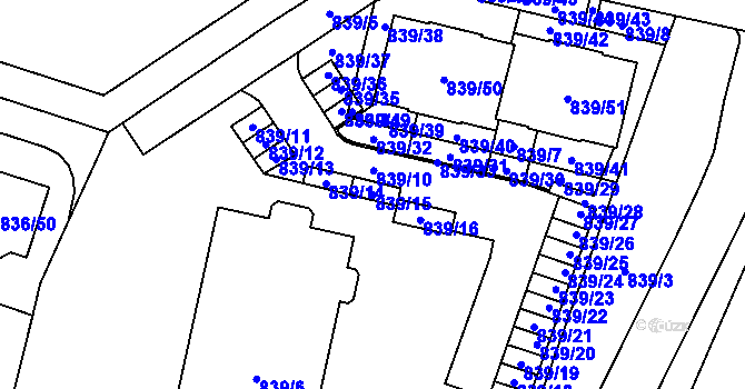 Parcela st. 839/15 v KÚ Zruč, Katastrální mapa